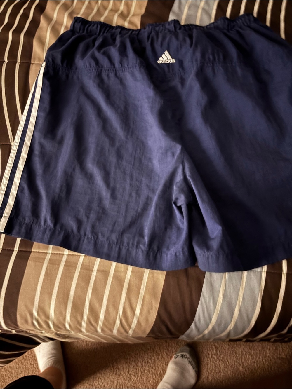 Adidas athletic navy shorts size L with side stripes - Picture 2 of 3